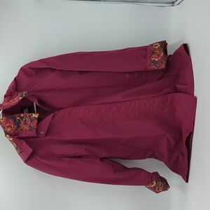 Vintage Totes Rain Jacket Lightweight Floral Trim Magenta Waterproof Medium